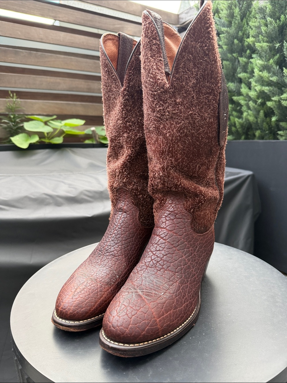 ACME Brown Textured Leather Men's Cowboy Boots
